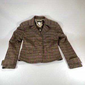 J. Crew, Women's Small, Brown and Pink plaid wool jacket, Gently used